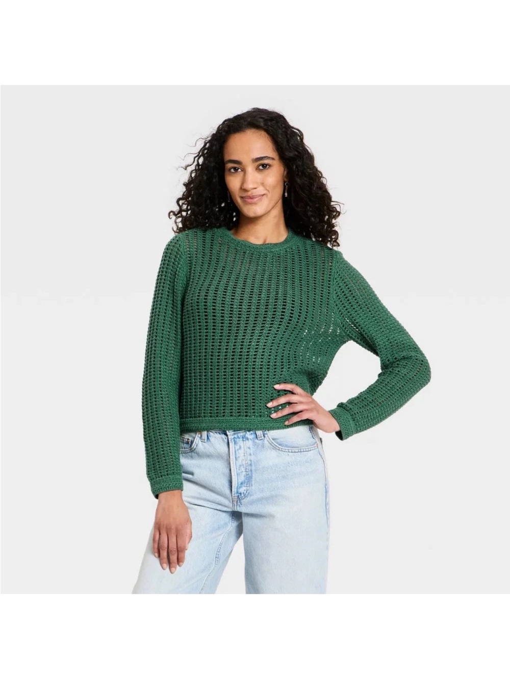 Women's Crochet Openwork Crewneck
Pullover Sweater - Universal Thread